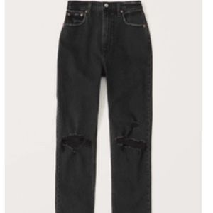 Abercrombie and Fitch Ultra High Rise Ankle straight black washed jeans